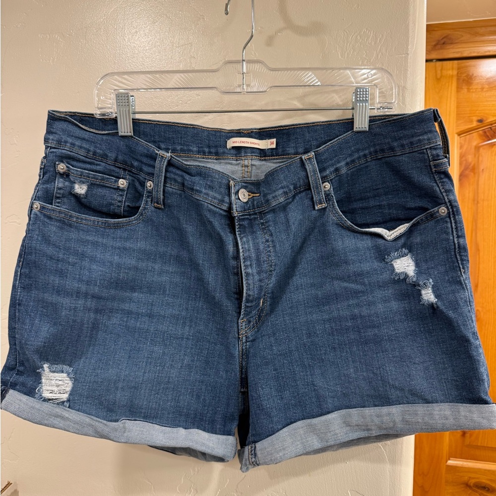 Levi's Dark Blue Mid Length Jean Shorts - Women’s 34